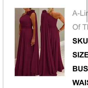 Elegant One-Shoulder Burgundy Dress